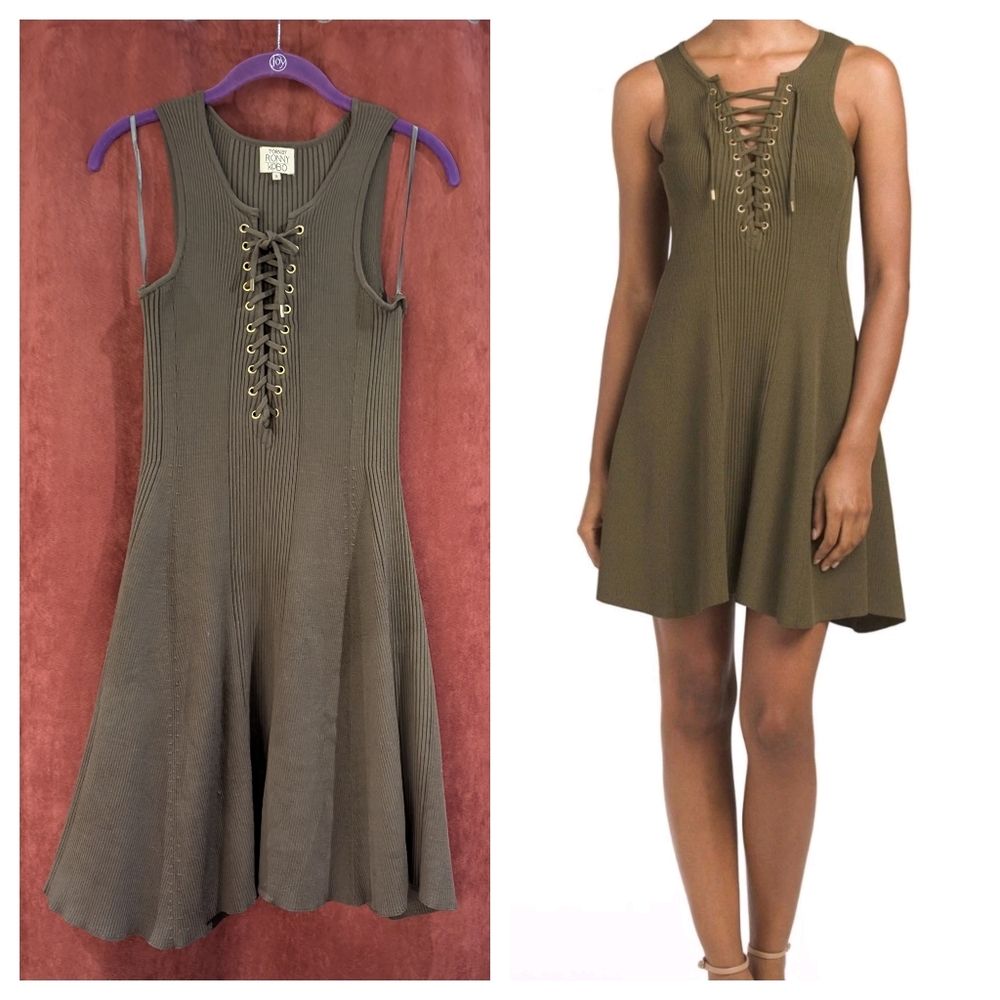 Torn by Ronny Kobo Lace-Up Sweater Dress